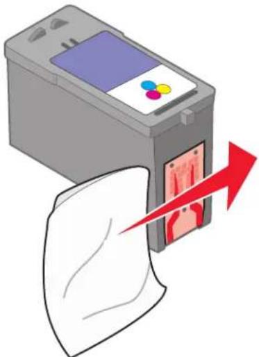 LEXMARK Z2380 - Spuitopeningen en contactpunten van de inktcartridge schoonvegen - 2