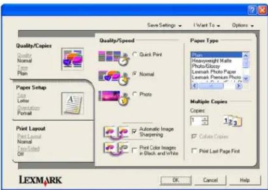 LEXMARK Z1410 - Printereigenschappen openen - 1