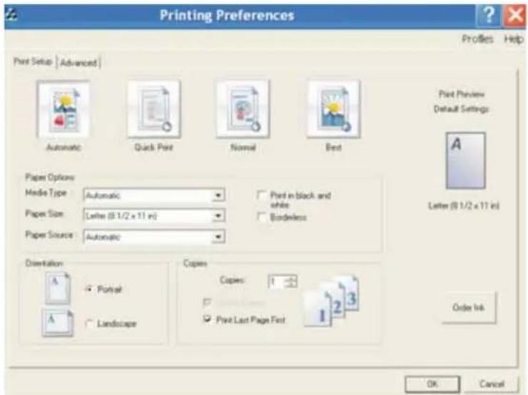 LEXMARK X9300 - Voorkeursinstellingen voor afdrukken openen - 1