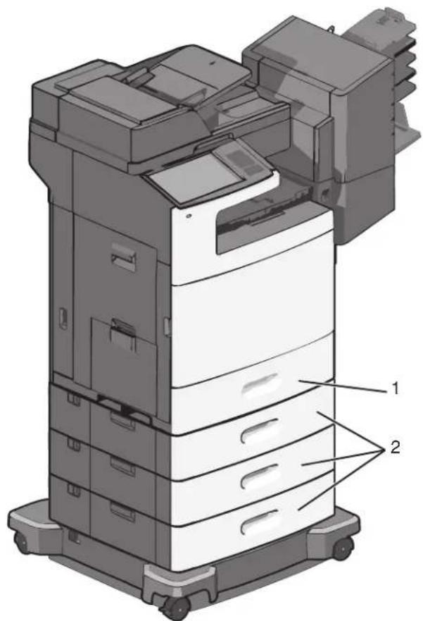 LEXMARK X790 - Optionele laden installeren - 1