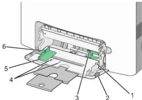 LEXMARK X734 - Afdrukmateriaal in de universeellader plaatsen. - 1