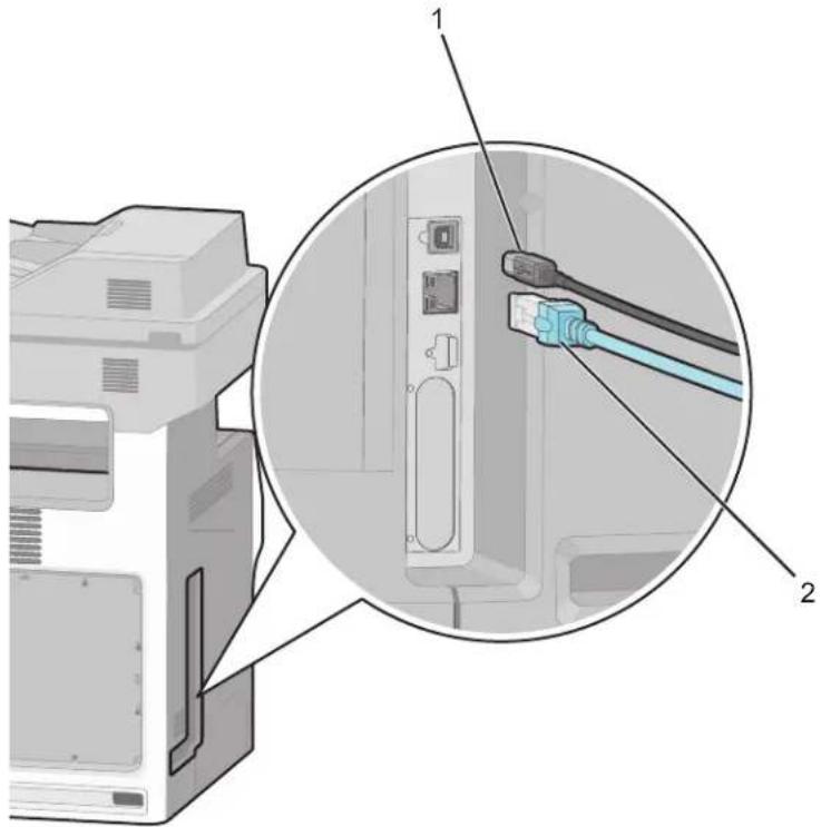 LEXMARK X734 - Kabels aansluiten - 2