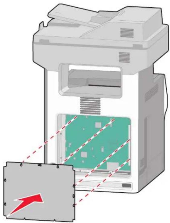 LEXMARK X734 - De systeemkaartklep opnieuw bevestigen - 1