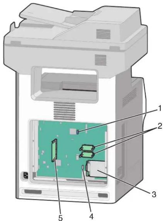 LEXMARK X734 - Klep van systeemkaart openen voor installatie van interne opties - 4
