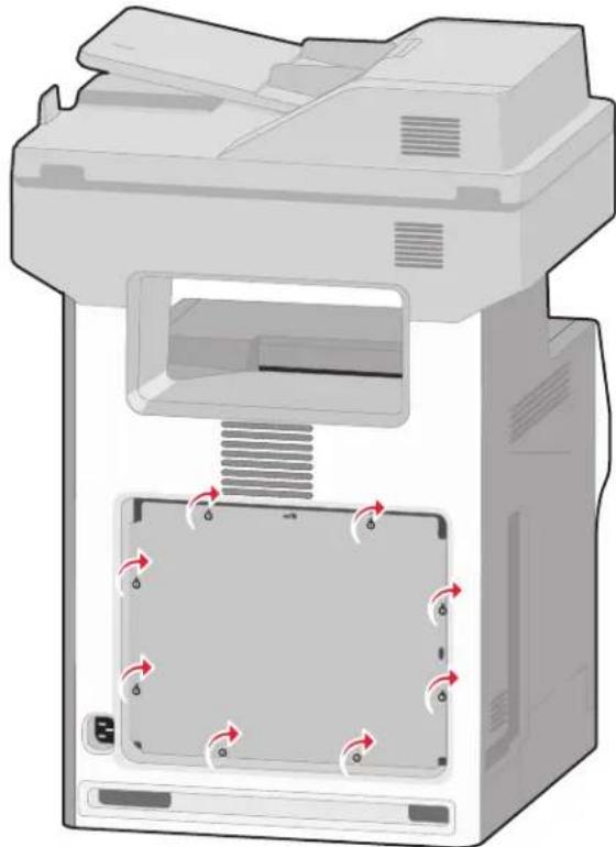 LEXMARK X734 - De systeemkaartklep opnieuw bevestigen - 2