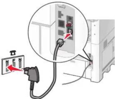 LEXMARK X652 - De printer rechtstreeks op een telefoonwandcontactdoos aansluiten (Duitsland) - 2