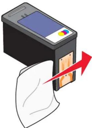 LEXMARK X6500 - Spuitopeningen en contactpunten van de inktcartridge schoonvegen - 2