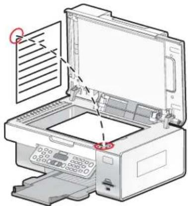 LEXMARK X6500 - Originele documenten op de glasplaat plaatsen - 2
