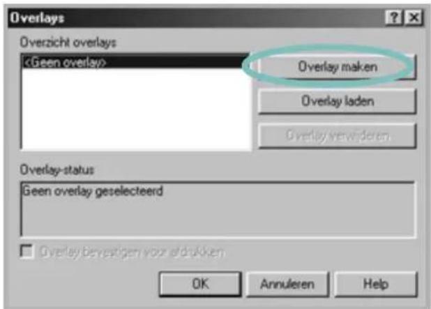 Overlays Overzicht overlays Overlay maken Overlay laden Overlay verwijderen Overlay-status Geen overlay geselecteerd Overlay bevestigen voor derukken OK Annuleren Help