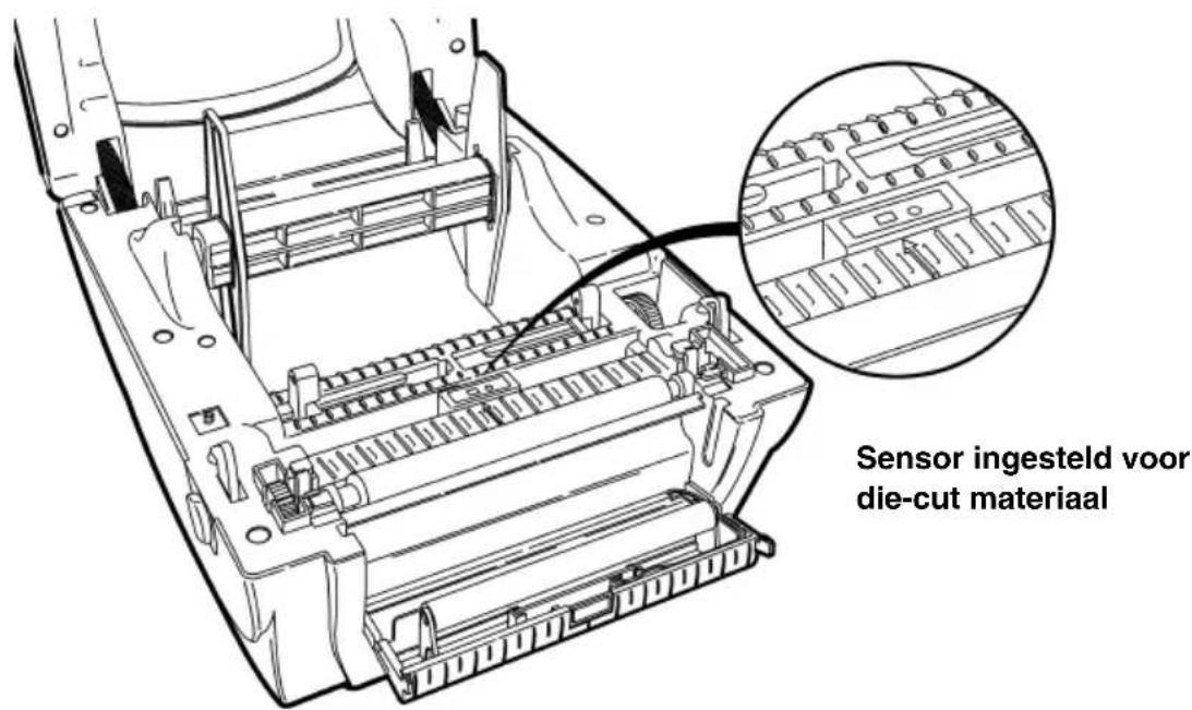 Sensor ingesteld voor die-cut materiaal