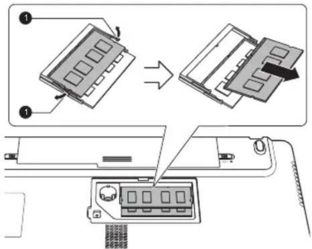 TOSHIBA Satellite Pro L775 - Een geheugenmodule verwijderen - 2