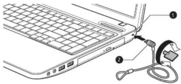 TOSHIBA Satellite Pro L775 - Het beveiligingsslot aansluiten - 1