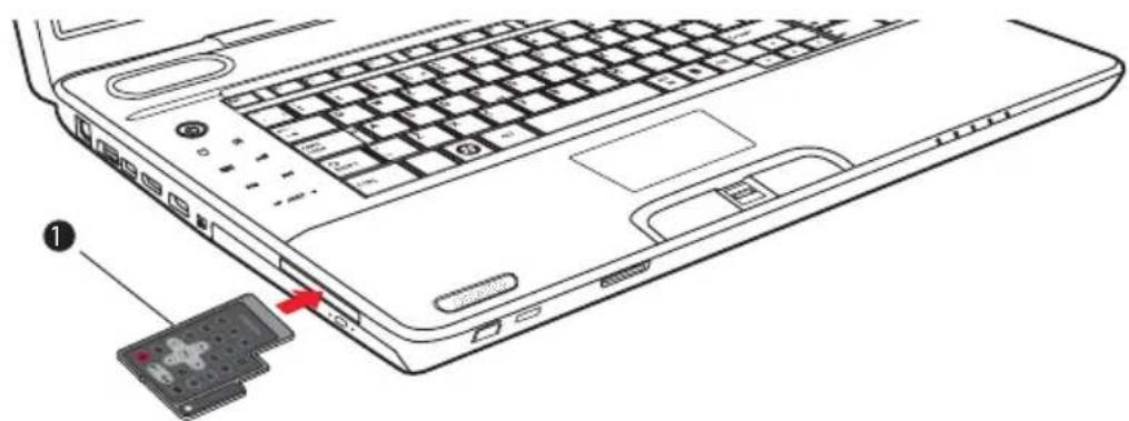 TOSHIBA Satellite P500D - Een slanke afstandsbediening in het apparaat plaatsen - 1