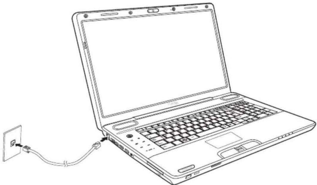 TOSHIBA Satellite P500D - De LAN-kabel aansluiten - 1