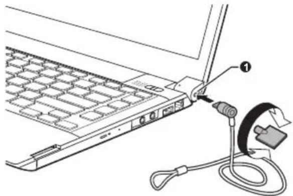 TOSHIBA Tecra R830 - Het beveiligingsslot aansluiten - 1