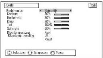 HITACHI P50XR01 - Beeldmenu (RGB-modus) - 1