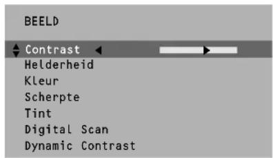 BEELD ◀ Contrast ◀ → Helderheid Kleur Scherpte Tint Digital Scan Dynamic Contrast