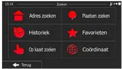 15:14 Zoeken Adres zoeken Plaatsen zoeken Historiek Favorieten Op kaart zoeken Coördinaat Terug