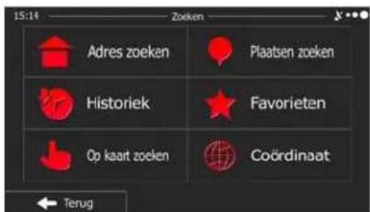 15:14 Zoeken Adres zoeken Plaatsen zoeken Historiek Favorieten Op kaart zoeken Coördinaat Terug