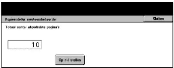 Kopieenteller systeembeheerder Totaal aantal afgedrukte pagina's 10 Op nul stellen