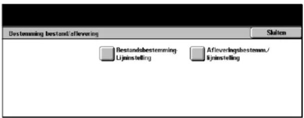 Bestemming bestand/aflevering Shalten Bestandsbestemming. Lijninstelling Afleveringsbestemm./ lijninstelling
