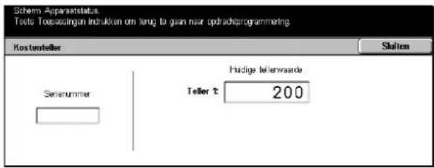 Schem Apparaststatus Tools Toesslingen Induktion om terug to gain naar sprichtprogrammering Kostenteller Shalten Seriesnummer Hudige telenwaarde Teller t: 200