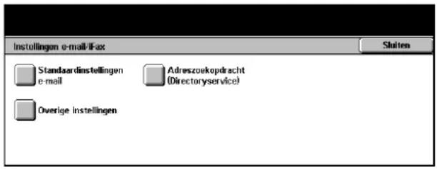 Installungen e-mail/fax Standaardinstellingen e-mail Adreszoekopdracht (Directoryservice) Overige instellingen