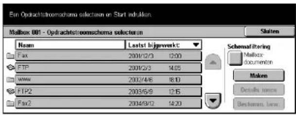 Ein Opdrachtstroomschoma selectoren on Start induktion Mailbox 001 - Opdrachtstroomschoma selectoren Sluiten Name Lastst bijgewerkt Fax 2001/2/3 12:00 FTP 2001/2/3 14:05 www 2002/4/6 18:10 FTP2 2003/5/9 12:15 Fax2 2004/8/12 14:20 Schemafiltering Mailbox documenten Maken Details more Bestimm. lawe