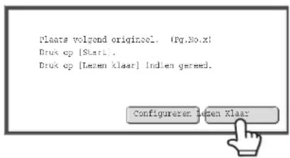 Plaats volgond originoel. (Pq.No.x) Druk op [Start]. Druk op [Lezen klaar] indien gereed. Configureren lezen klaar