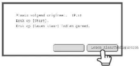 Plaats volgend origineet. (P.x) Druk op [Start]. Druk op [Lexen klaar] indien geraed.