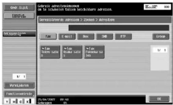 Océ CS231 - Selecteer het gewenste adrestype. - 1