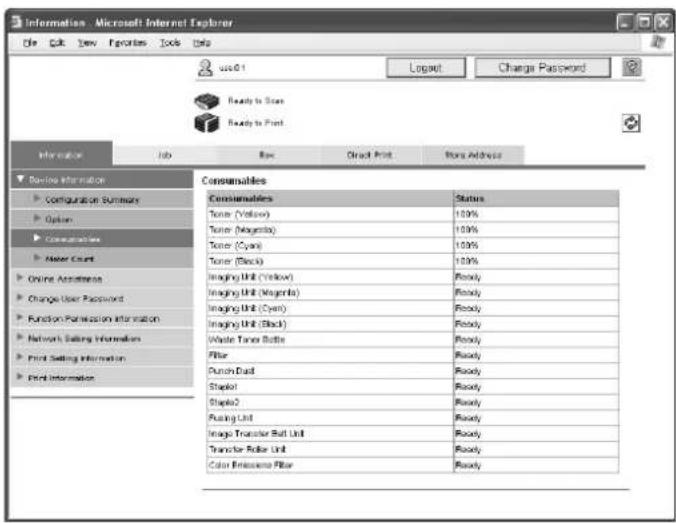 Océ CS231 - Device Information – Consumables - 1