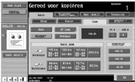 Océ CS231 - Een vooraf ingestelde zoomfactor selecteren (instellingen "Vergroten en Verkleinen") - 2