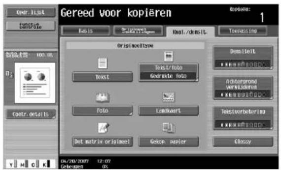 Océ CS231 - Een instelling voor origineel type selecteren - 5