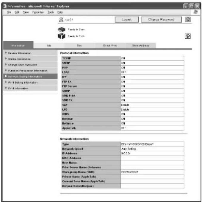 Océ CS231 - Network Setting Information - 1