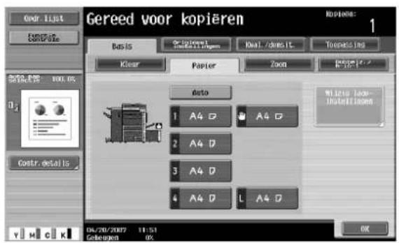 Océ CS231 - Druk op het Basisscherm op [Papier]. - 2