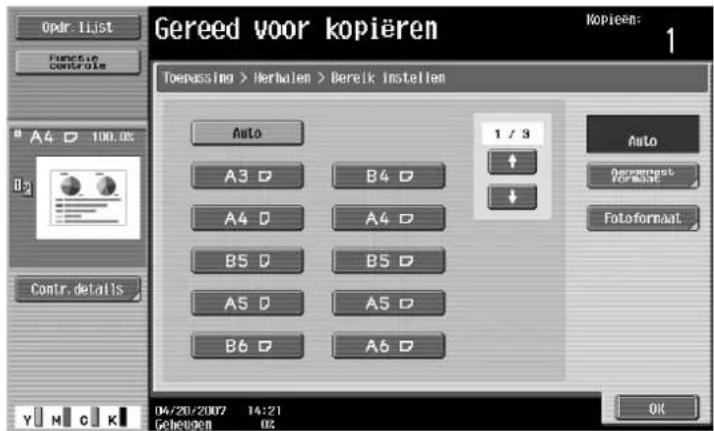 Océ CS173 - Druk onder "Richting" op [Met marge] of [Zonder marge] of druk op [2/4/8 herhalen]. - 3