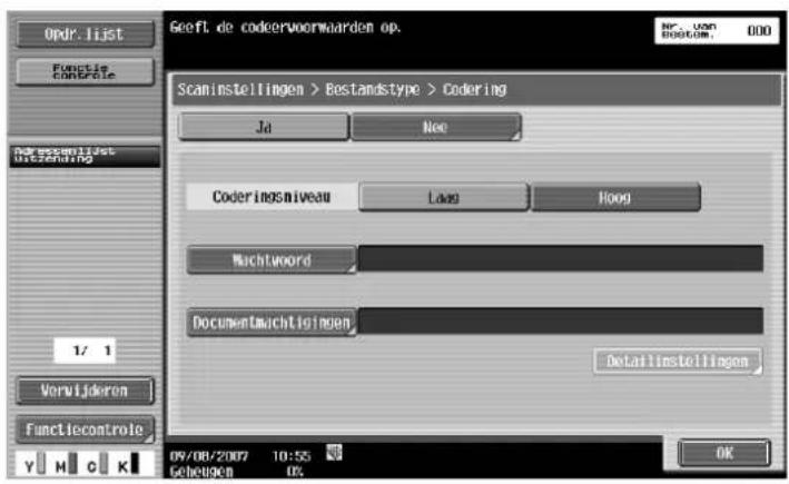 Océ CS173 - Codering – Coderingsniveau, Wachtwoord, Documentmachtigingen en Detailinstellingen - 1