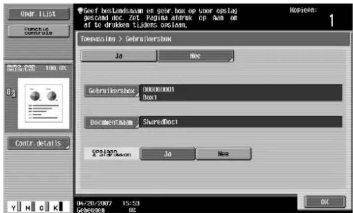 Océ CS173 - Het gescande origineel opslaan in een gebruikersbox (functie "Opslaan in mailbox") - 2