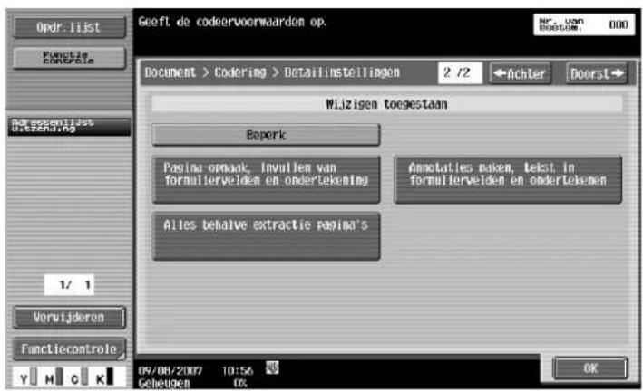 Océ CS173 - Codering – Detailinstellingen – Wijzigen toegestaan - 2