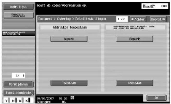 Océ CS173 - Codering – Detailinstel. – Afdrukken toegestaan/Kopieren van tekst, afb. en overig mogelijk - 2