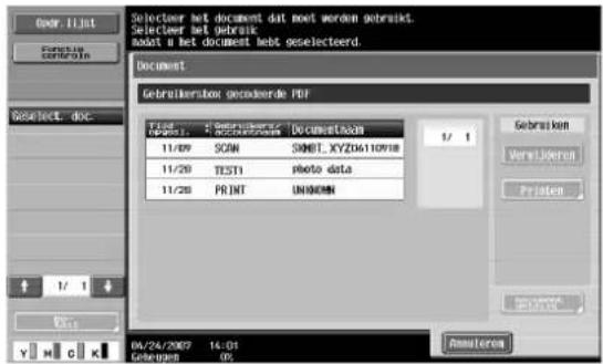 Océ CS173 - Het scherm Gebruikersbox gecodeerde PDF - 1