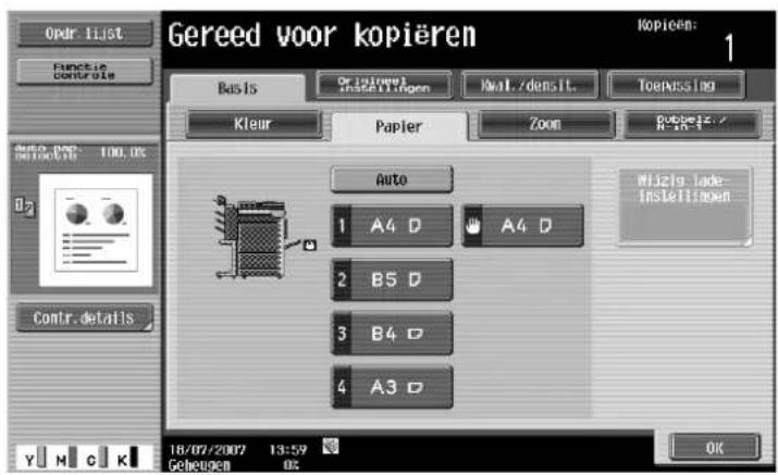 Océ CS173 - Druk op het Basisscherm op [Papier]. - 2