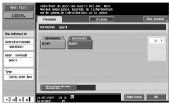 Océ CS173 - Selecteer de gebruikersbox waarin de documenten moeten worden opgeslagen en druk vervolgens op [OK]. - 1