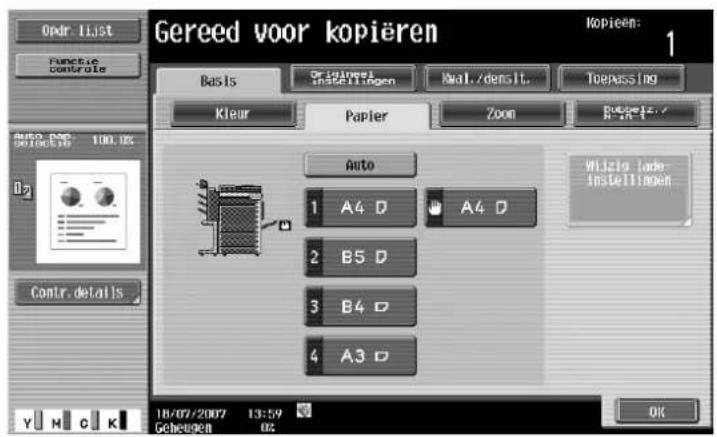 Océ CS173 - Een instelling voor oversized papier selecteren (instellingen Breed papier) - 2