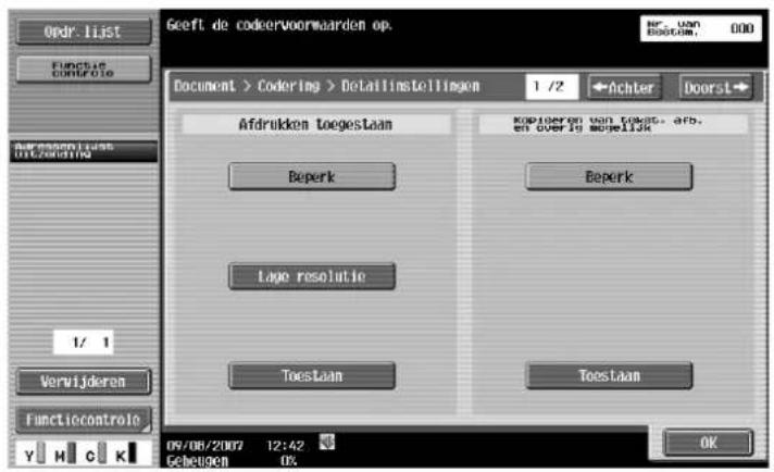 Océ CS173 - Codering – Detailinstel. – Afdrukken toegestaan/Kopieren van tekst, afb. en overig mogelijk - 1