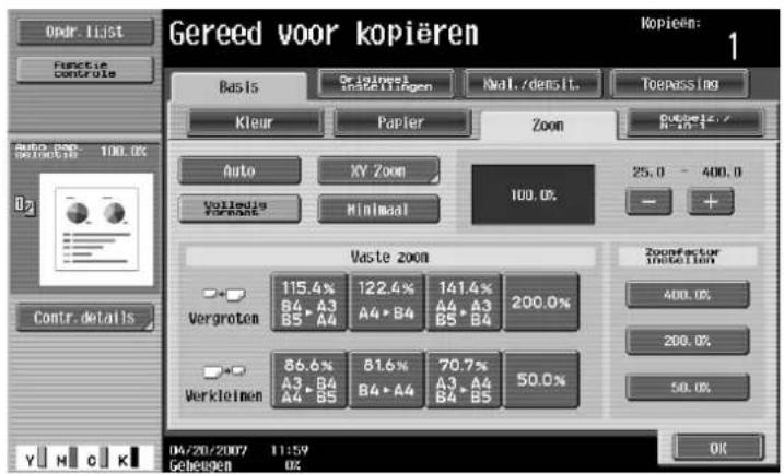 Océ CS173 - Een vooraf ingestelde zoomfactor selecteren (instellingen Vergroten en Verkleinen) - 2