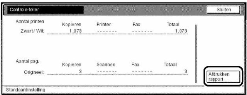 Océ OP1050 - U ziet nu het telleroverzicht. Dit overzicht kunt u afdrukken door op het scherm de toets Afdrukken rapport aan te raken. - 1