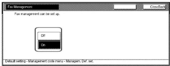 Océ OP1040 - Selecteer 'Fax Management' (faxbeheer) onder de kolom 'Setting item' (item instellen) aan de linkerkant van het aanraakpaneel en raak vervolgens de toets 'Change #' (nummer wijzigen) aan. - 2