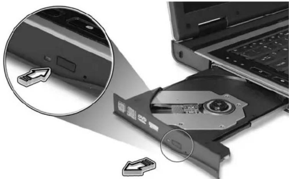 ACER Travelmate 5610 - Ejecting the optical (CD or DVD) drive tray - 1